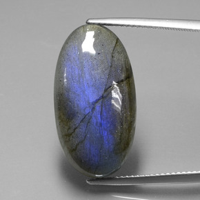 Labradorite bleue naturelle coupe ovale, 19,57 ct, transparent