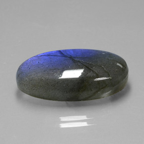Labradorite bleue naturelle coupe ovale, 19,57 ct, transparent