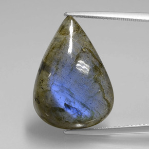 Labradorite bleue naturelle en forme de poire, 21,94 ct, transparent