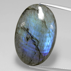 Labradorite Éclat Bleu Gris naturelle Coupe ovale, 25.87 ct, Transparent
