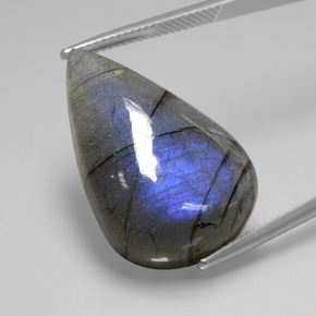 Labradorite Éclat Bleu Gris naturelle En forme de poire, 26.80 ct, Transparent