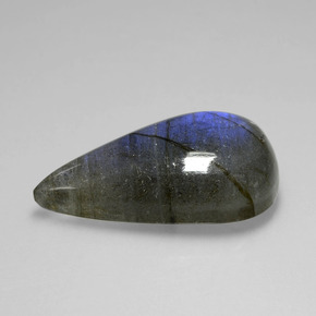 Labradorite Éclat Bleu Gris naturelle En forme de poire, 26.80 ct, Transparent