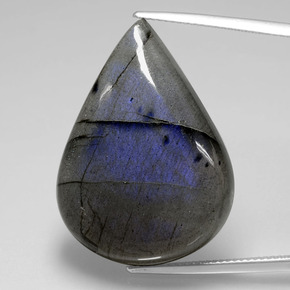 Labradorite bleue naturelle en forme de poire, 37,86 ct, transparent