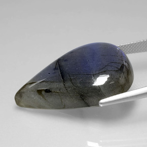 Labradorite bleue naturelle en forme de poire, 37,86 ct, transparent