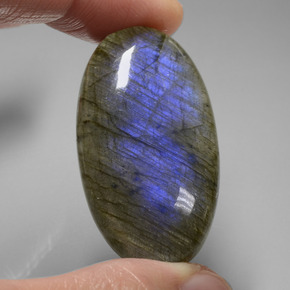 Labradorite bleue naturelle coupe ovale, 58,44 ct, transparent