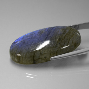 Labradorite bleue naturelle coupe ovale, 58,44 ct, transparent