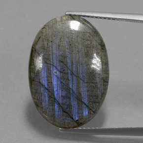 Labradorite Éclat Bleu Gris naturelle Coupe ovale, 15.48 ct, Transparent