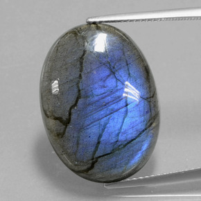 Labradorite bleue naturelle coupe ovale, 20,59 ct, transparent