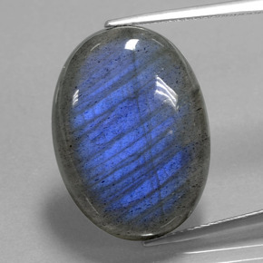 Labradorite Éclat Bleu Gris naturelle Coupe ovale, 21.85 ct, Transparent