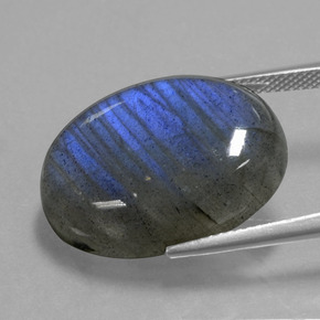 Labradorite Éclat Bleu Gris naturelle Coupe ovale, 21.85 ct, Transparent