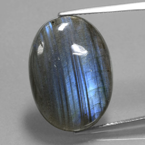 Labradorite bleue naturelle coupe ovale, 17,74 ct, transparent