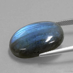 Labradorite bleue naturelle coupe ovale, 17,74 ct, transparent