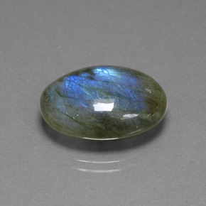 Labradorite Éclat Bleu Gris naturelle Coupe ovale, 15.85 ct, Translucide