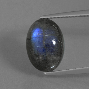 Labradorite bleue naturelle coupe ovale, 5,60 ct, translucide