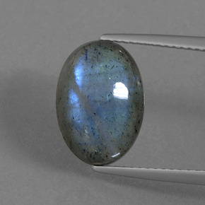 Labradorite bleue naturelle coupe ovale, 5,70 ct, translucide