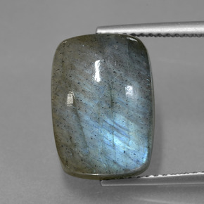 Labradorite Éclat Bleu Gris naturelle Coupe coussin, 10.01 ct, Translucide