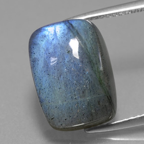 Labradorite éclat bleu gris naturelle coupe coussin, 10,38 ct, translucide
