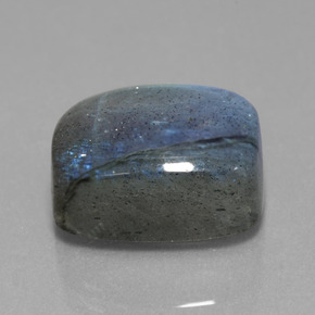 Labradorite éclat bleu gris naturelle coupe coussin, 10,38 ct, translucide