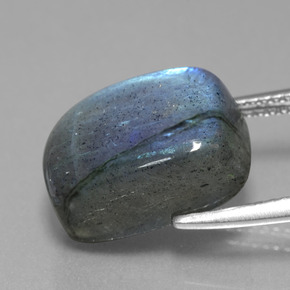 Labradorite éclat bleu gris naturelle coupe coussin, 10,38 ct, translucide