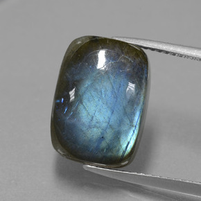 Labradorite Éclat Bleu Gris naturelle Coupe coussin, 9.75 ct, Translucide