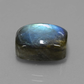 Labradorite Éclat Bleu Gris naturelle Coupe coussin, 9.75 ct, Translucide