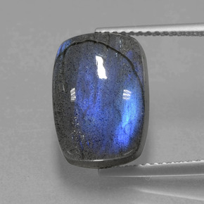 Labradorite bleue naturelle coupe coussin, 9,02 ct, translucide