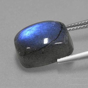 Labradorite bleue naturelle coupe coussin, 9,02 ct, translucide