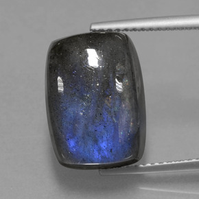 Labradorite Éclat Bleu Gris naturelle Coupe coussin, 9.44 ct, Translucide