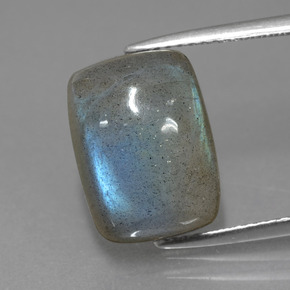 Labradorite Éclat Bleu Gris naturelle Coupe coussin, 7.88 ct, Translucide