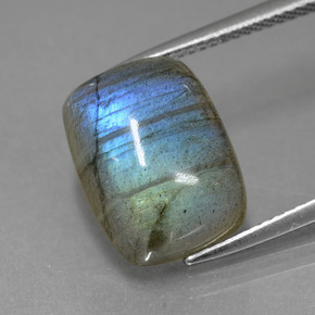 Labradorite Éclat Bleu Gris naturelle Coupe coussin, 9.03 ct, Translucide