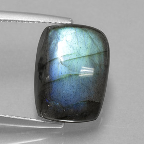 Labradorite Éclat Bleu Gris naturelle Coupe coussin, 9.42 ct, Translucide