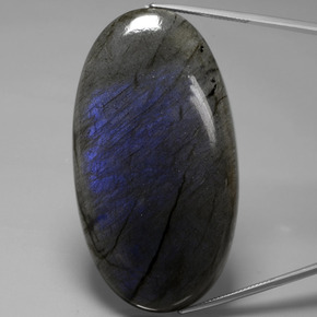 Labradorite bleue naturelle coupe ovale, 135,49 ct, translucide