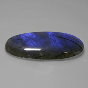 Labradorite bleue naturelle coupe ovale, 135,49 ct, translucide
