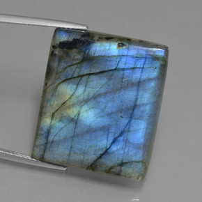 Labradorite Éclat Bleu Gris naturelle Baquette, 43.22 ct, Translucide
