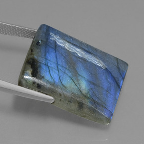 Labradorite Éclat Bleu Gris naturelle Baquette, 43.22 ct, Translucide