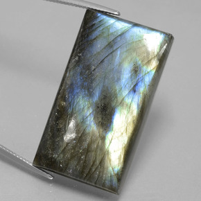 Labradorite Éclat Bleu Gris naturelle Baquette, 60.12 ct, Translucide