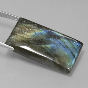Labradorite Éclat Bleu Gris naturelle Baquette, 60.12 ct, Translucide