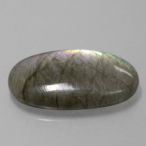 Labradorite Éclat Bleu Gris naturelle Coupe ovale, 18.41 ct, Translucide
