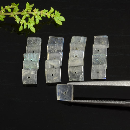 Achetez naturel 8.86ct Multicolore Labradorite gems, Carré, En provenance Madagascar chez GemSelect. En stock, livraison internationale!