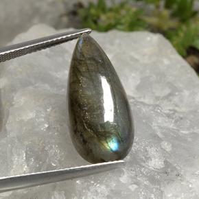 Labradorite multicolore naturelle en forme de poire, 12,97 ct, translucide