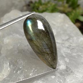 Labradorite multicolore naturelle en forme de poire, 12,97 ct, translucide