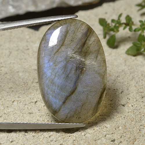 Labradorite Multicolore naturelle Coupe ovale, 19.67 ct, Translucide