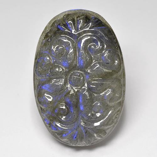 Labradorite multicolore naturelle coupe ovale, 36,75 ct, translucide
