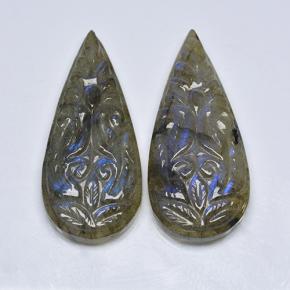 Achetez naturel 36.44ct Multicolore Labradorite gems, En forme de poire, En provenance Madagascar chez GemSelect. En stock, livraison internationale!