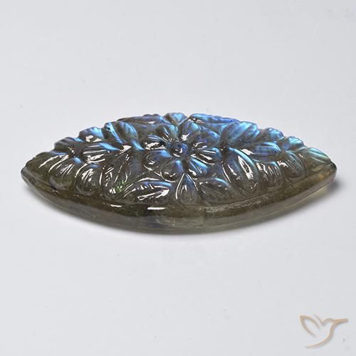 Labradorite Multicolore naturelle Marquise, 23.59 ct, Translucide