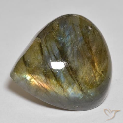 Labradorite Multicolore naturelle En forme de poire, 28.38 ct, Opaque