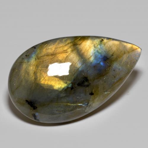 Labradorite multicolore naturelle en forme de poire, 45,68 ct, opaque