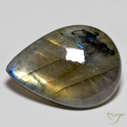 Labradorite Multicolore naturelle En forme de poire, 39.55 ct, Opaque