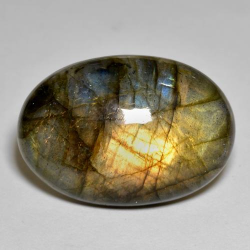Labradorite Multicolore naturelle Coupe ovale, 23.56 ct, Opaque