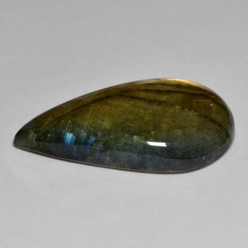 Labradorite multicolore naturelle en forme de poire, 20,86 ct, opaque